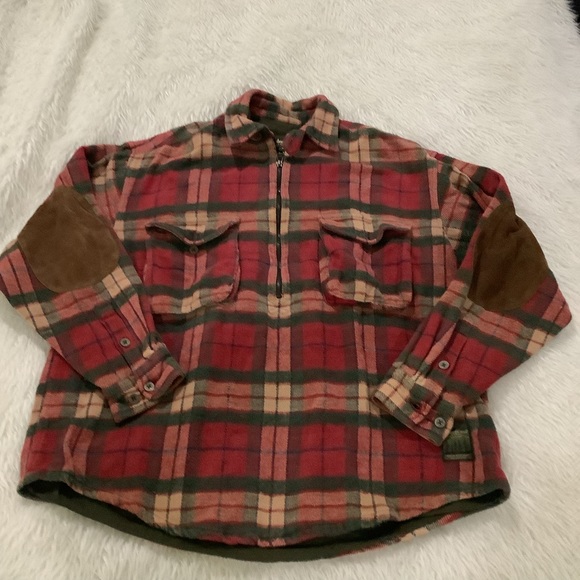 Timberland Other - Timberland men’s red plaid half zip warm flannel shirt size medium